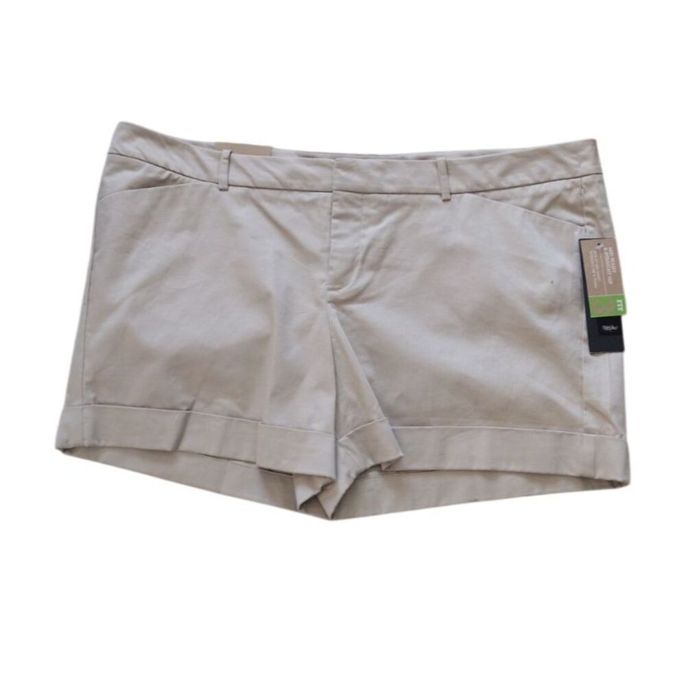 Mossimo Shorts Woman 18 Beige Mid Waist Straight Hip & Thigh‎ Stretch Travel
